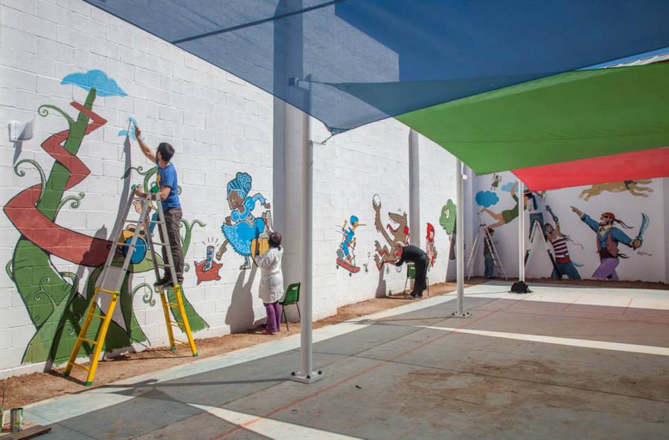 Mural en el centro de Paralísis cerebral Cruz Roja de Valencia