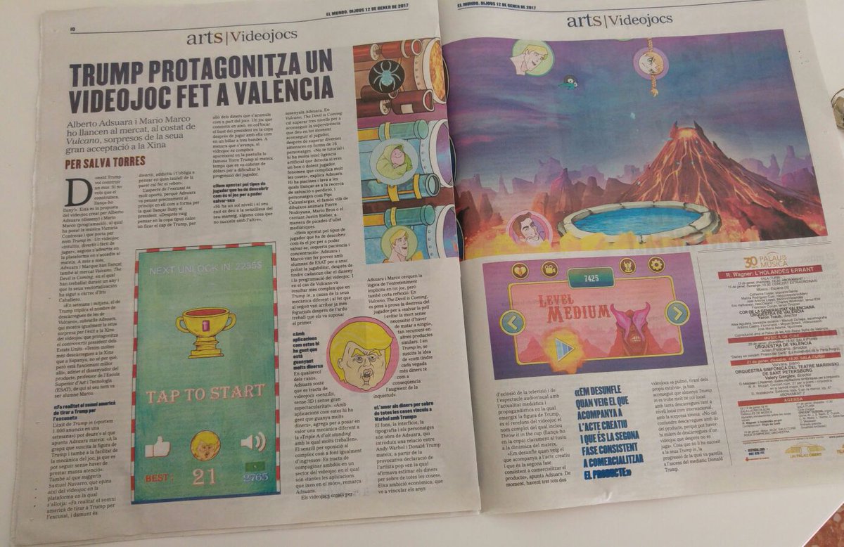 Vulcano en "Arts" de el periódico "El Mundo"